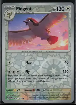 Pidgeot 018/165 Pokemon 151 Uncommon Lightly Played Reverse Holo Card - Image 1