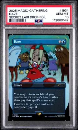 2025 MTG SECRET LAIR X SPONGEBOB SQUAREPANTS DAZE FOIL PSA 10 GEM MINT - Image 1
