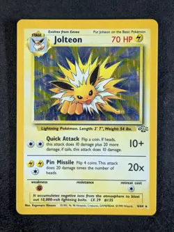 1999 Pokemon JOLTEON #4/64 Jungle Unlimited Galaxy Star Holo Rare English - Image 1