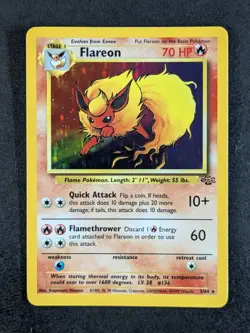 1999 Pokemon FLAREON #3/64 Jungle Unlimited Galaxy Star Holo Rare English - Image 1