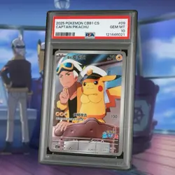 2025 POKEMON SIMPLIFIED CHINESE CBB1 C-GEM PACK VOL 1 #09 CAPTAIN PIKACHU PSA 10 - Image 1