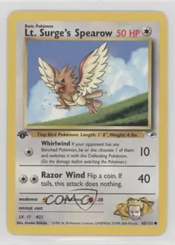 Lt Surge's Spearow 1st Ed. Pokemon Gym Heroes #83 2000 - Image 1