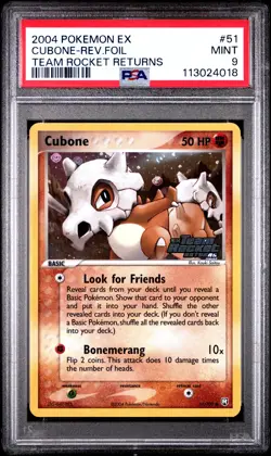 2004 POKEMON EX TEAM ROCKET RETURNS CUBONE #51 REVERSE PSA 9 MINT 113024018 - Image 1