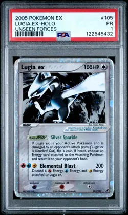 PSA 1 Pokemon Lugia ex 105/115 EX Unseen Forces Ultra Rare Holo - Image 1