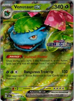 Venusaur ex (Stellar Crown Stamp) Miscellaneous Cards & Products 001/142 Holo NM - Image 1