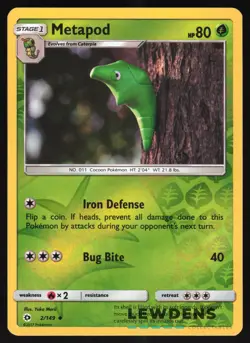 Metapod - 2/149 - Reverse Holo Uncommon - Sun & Moon Base - Pokemon Card - Image 1