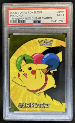 2000 Topps Pokemon Pikachu TV Animation Clear Cards #PC1 PSA 9 MINT - Image 1
