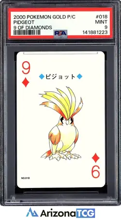 Pokemon 2000 Pidgeot 018 9 Of Diamonds Gold Playing Card Japanese PSA 9 - Image 1