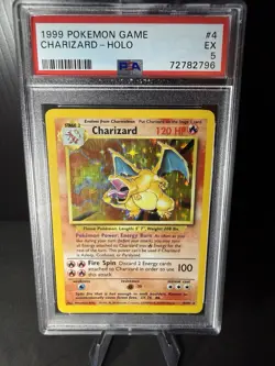 Pokemon TCG Charizard Base Set Holo Unlimited Rare Card 4/102 PSA 5 EX - Image 1