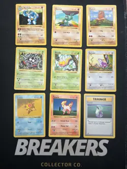 Base Set Vintage Shadowless Pokemon 9 Card Lot - Machoke, Staryu & Weedle - Image 1