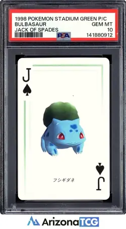 Pokemon Stadium 1998 Bulbasaur Jack Of Spades Green Playing Card Japanese PSA 10 - Image 1