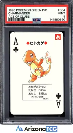 Pokemon 1996 Charmander 004 Ace Clubs Green Playing Cards Japanese PSA 9 - Image 1