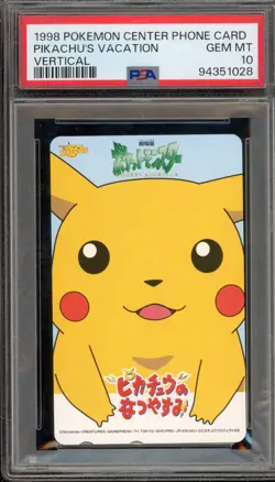 Pokemon Pikachu's Vacation Vertical Pokemon Center Phone Card PSA 10 Gem Mint - Image 1