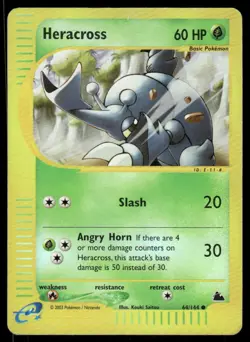 Pokemon Cards Heracross 64/144 Reverse Holo Skyridge Common LP - Image 1