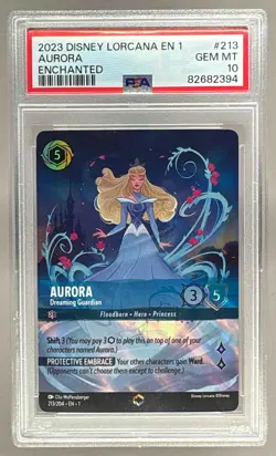 82682394 Aurora Dreaming Guardian 2023 Disney Lorcana #213 Enchanted PSA 10 - Image 1