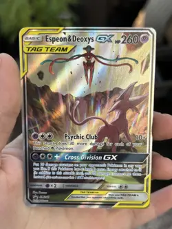 Espeon & Deoxys GX Full Art NM SM240 Sun & Moon Promo Pokemon TCG Card NM - Image 1