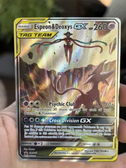 Espeon & Deoxys GX Full Art NM SM240 Sun & Moon Promo Pokemon TCG Card NM - Image 3