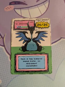 Pokemon Fanart Card Pokederp Game Over M Zardichar (Mega Charizard) - Image 1