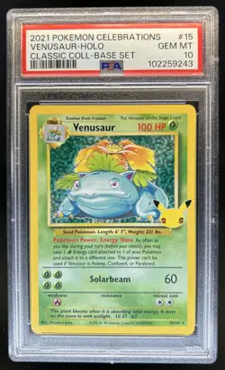 2021 Pokemon SWSH Celebrations Venusaur Classic #15/102 PSA 10 - Image 1