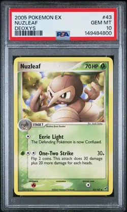 PSA 10 GEM MINT 2005 Pokemon Ex Deoxys Nuzleaf #43 Low Pop (Pop 4) - Image 1