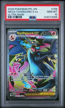 2025 POKEMON PFL EN-PHANTASMAL FLAMES ULTRA RARE #109 MEGA CHARIZARD X EX PSA 10 - Image 1