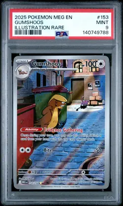2025 POKEMON MEG EN-MEGA EVOLUTION ILLUSTRATION RARE #153 GUMSHOOS PSA 9 - Image 1
