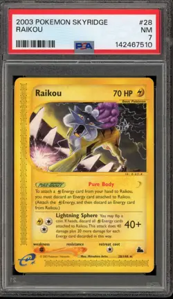 Pokemon Raikou Skyridge NON Holo Rare #28 PSA 7 - Image 1