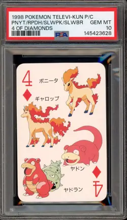 Pokemon Ponyta/Rapidash/Slowpoke/Slowbro 4 of Diamonds Televi-Kun P/C PSA 10 - Image 1