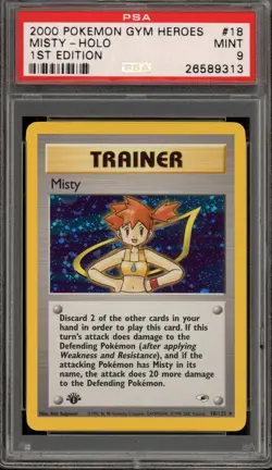Pokemon Misty Gym Heroes 1st Edition Holo Rare #18 PSA 9 Mint - Image 1