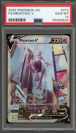 Pokemon Mewtwo V Pokemon Go Full Alt Art #072 PSA 10 Gem Mint - Image 1