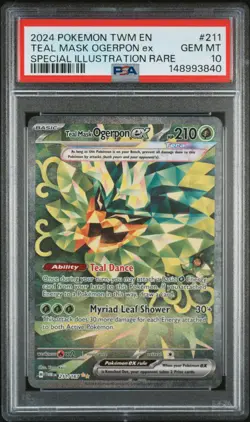 2024 POKEMON TWM EN-TWILIGHT MASQUERADE #211 TEAL MASK OGERPON EX PSA 10 - Image 1