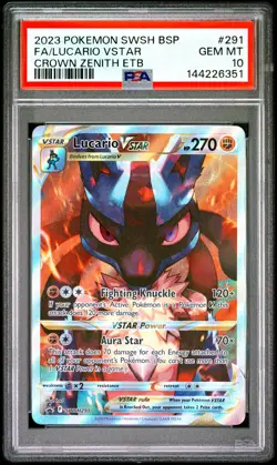 2023 POKEMON SWSH BLACK STAR PROMO #291 FULL ART/LUCARIO VSTAR PSA 10 - Image 1