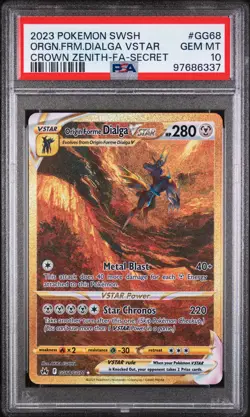 POKEMON SWORD & SHIELD CROWN ZENITH FULL ART/ORIGIN FORME DIALGA VSTAR PSA 10 - Image 1