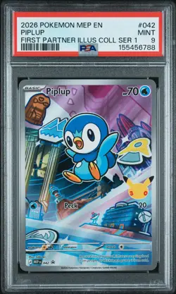 2026 POKEMON MEP EN-ME BLACK STAR PROMO #042 PIPLUP PSA 9 - Image 1