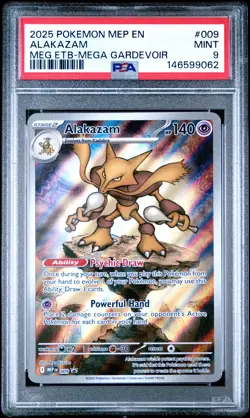 2025 POKEMON MEP EN-ME BLACK STAR PROMO #009 ALAKAZAM PSA 9 - Image 1