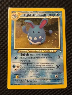 💧Light Azumarill 13/105 Holo Pokemon Card TCG Neo Destiny 2001 NM - Image 1