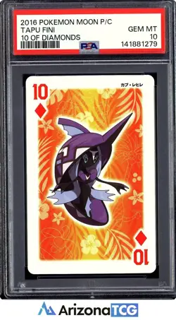 Pokemon 2016 Tapu Fini 10 Of Diamonds Moon Playing Card Japanese GEM MINT PSA 10 - Image 1