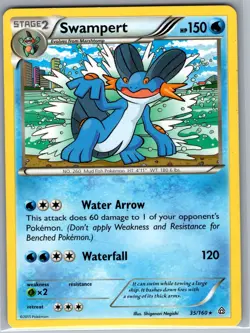 Swampert 35/160 Non Holo XY - Primal Clash - Pokemon Card - NM - Image 1