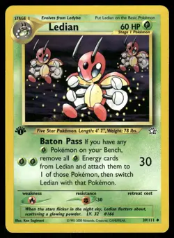Ledian 39/111 Uncommon Neo Genesis Pokemon 1st Edition LP - Image 1