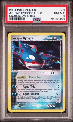 2004 POKEMON EX TEAM MAGMA VS TEAM AQUA #3 TEAM AQUA'S KYOGRE-HOLO 3/95 PSA 8 - Image 1