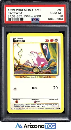 Pokemon 1999 Rattata 61/102 Base Set GEM MINT PSA 10 - Image 1