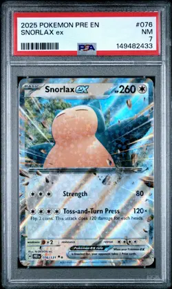 2025 POKEMON PRE EN-PRISMATIC EVOLUTIONS #076 SNORLAX EX PSA 7 - Image 1