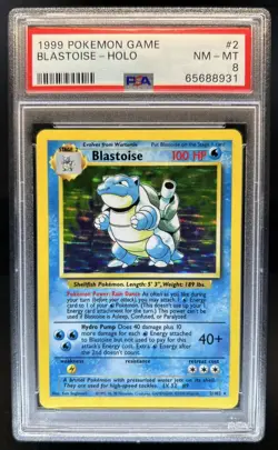 1999 Pokemon Unlimited Blastoise Rated Rookie Error Card Rare #2/102 PSA 8 - Image 1