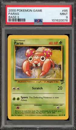 Pokemon Paras Base Set 2 #85 PSA 9 Mint - Image 1