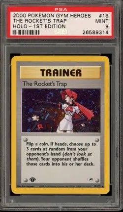 Pokemon The Rocket's Trap Gym Heroes 1st Edition Holo Rare #19 PSA 9 Mint - Image 1
