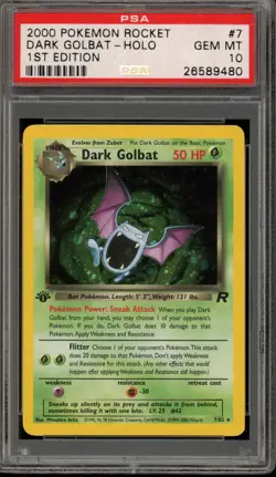 Pokemon Dark Golbat Team Rocket 1st Edition Holo Rare #7 PSA 10 Gem Mint - Image 1