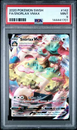 2020 POKEMON SWORD & SHIELD #142 FULL ART/SNORLAX VMAX PSA 9 - Image 1