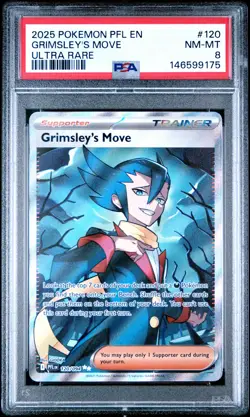 2025 POKEMON PFL EN-PHANTASMAL FLAMES ULTRA RARE #120 GRIMSLEY'S MOVE PSA 8 - Image 1