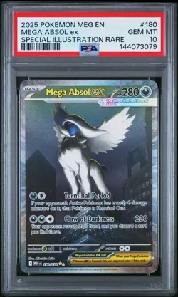 2025 POKEMON MEGA EVOLUTION SPECIAL ILLUSTRATION RARE MEGA ABSOL EX PSA 10 - Image 1