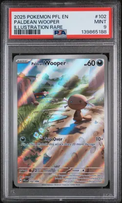 2025 POKEMON PFL EN-PHANTASMAL FLAMES ILLUSTRATION RARE PALDEAN WOOPER PSA 9 - Image 1